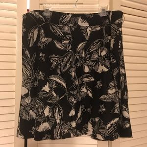 Merona floral black & white linen skirt